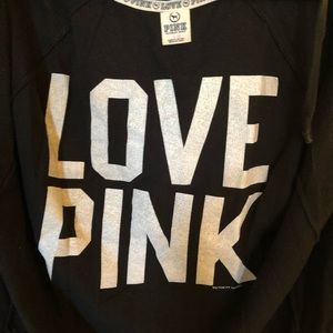 Victoria’s Secret Pink, black zip hoodie.  Size L